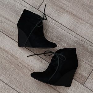 BURBERRY..BENTON WEDGE CALF HAIR BOOTIE..SIZE 36